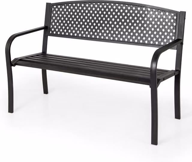Costway Modern Metal Garden Patio Bench in Black