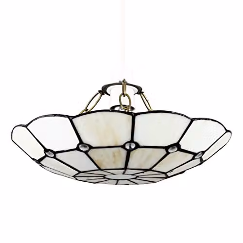 MiniSun Tiffany Style Cortez Jewel White Stained Glass Art Nouveau Round Ceiling Pendant Light Shade