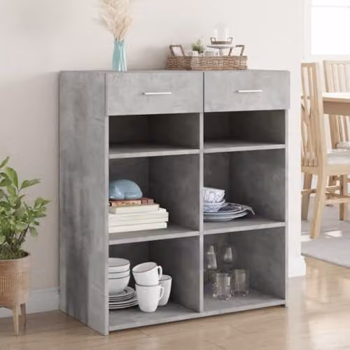 vidaXL Sideboard in Concrete Grey, Engineered Wood, W/D/H: 80 x 42.5 x 93 cm – 2