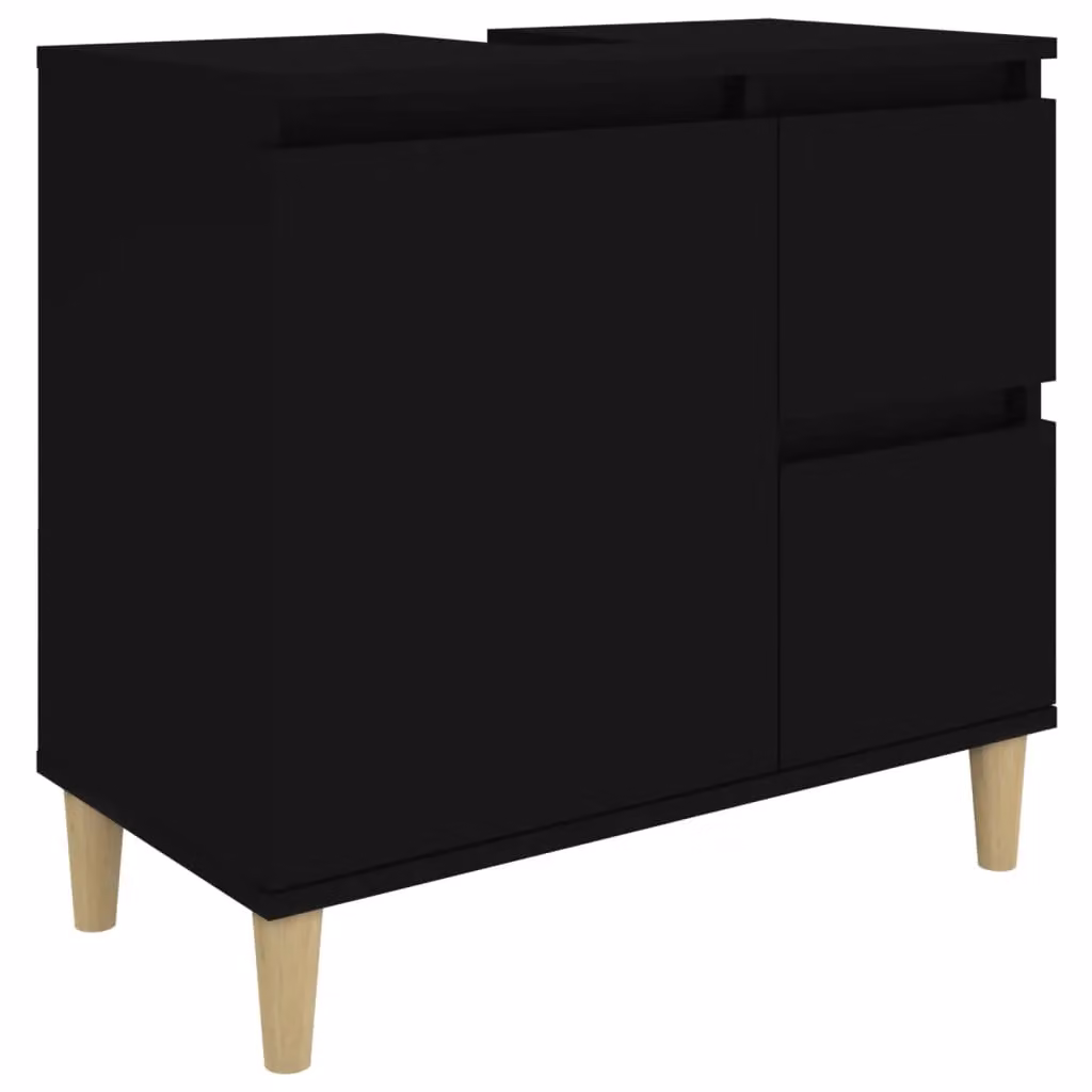 Berkfield Home Modern Black Matt Bathroom Cabinet in Engineered Wood W/D/H: 65 x 33 x 60 cm – 2