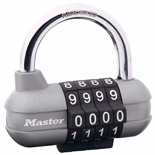 Master Lock Pro Sport 4-Digit Combination Steel Padlock, Silver and Grey, W/D/H: 5.9 x 6.4 x 2.6 cm