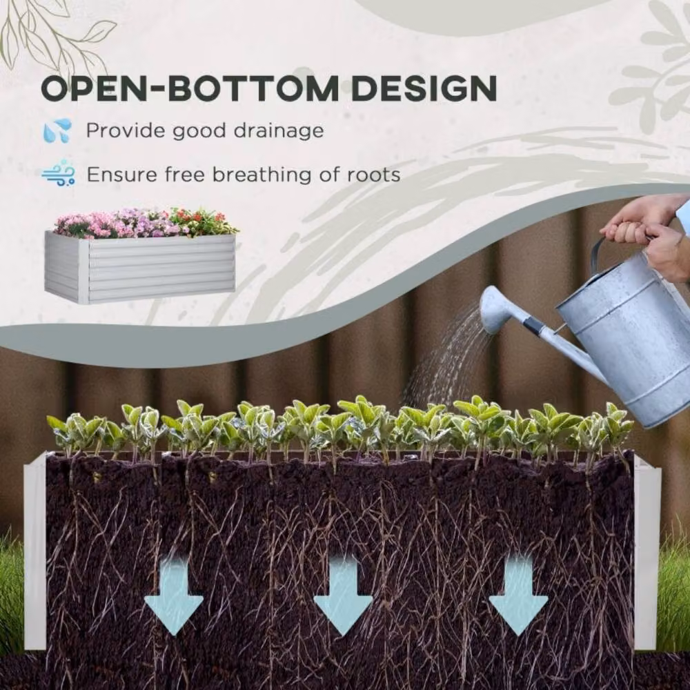 STILVORA Set of 2 Grey Steel Raised Garden Beds W/D/H: 180 x 90 x 59 cm – 4