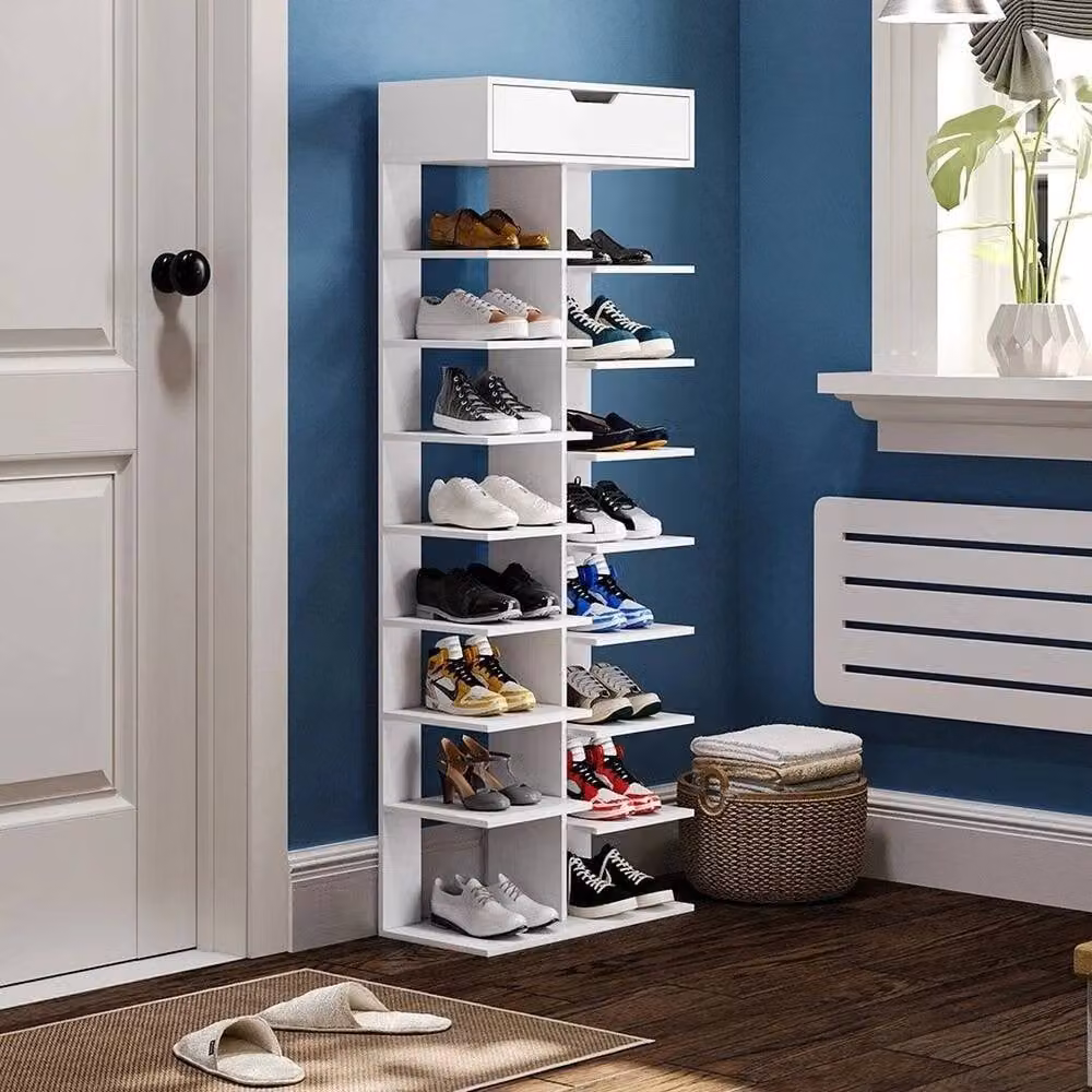 EONLION 9 Tier Vertical Shoe Rack Storage Shelves in White, Height: 100 cm – 3