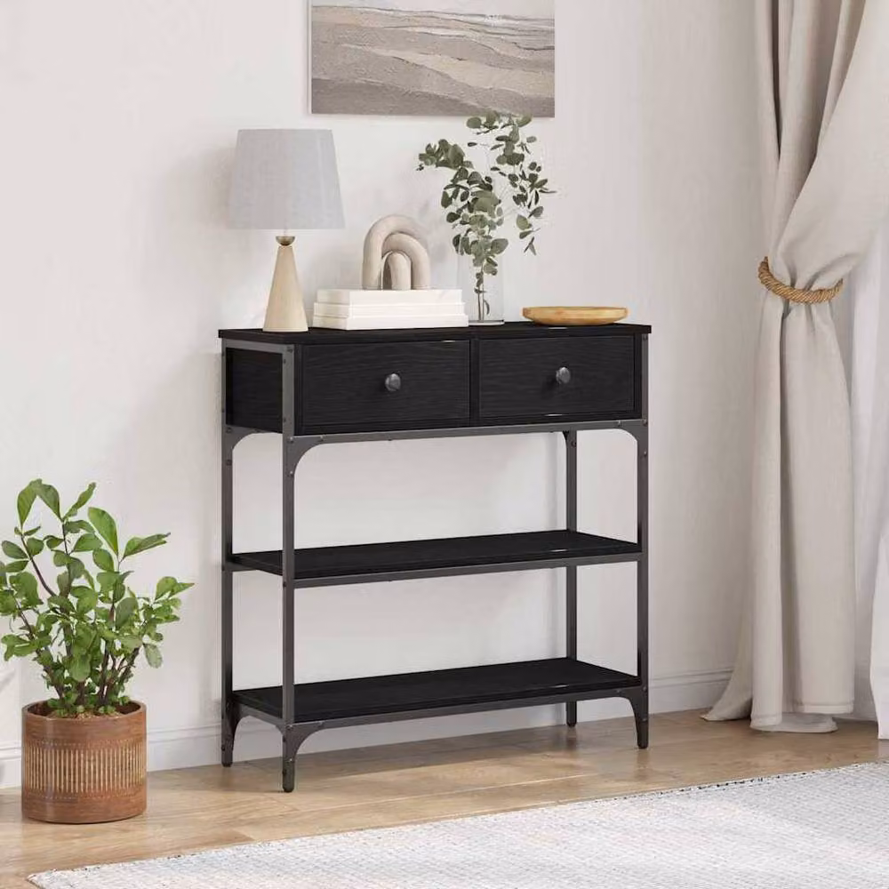 Berkfield Home Modern Console Table in Black Oak, W/D/H: 72.5 x 25 x 75 cm – 2