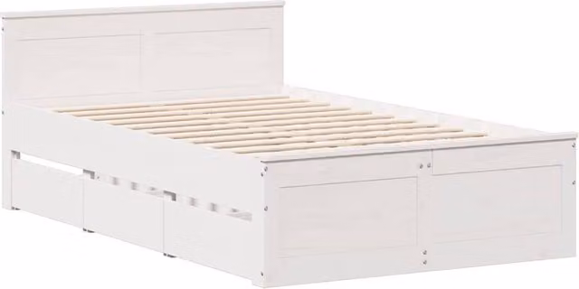 Berkfield Home Durable Small Double Bed Frame with Headboard and Drawers, White, W/D/H: 120 x 190 cm