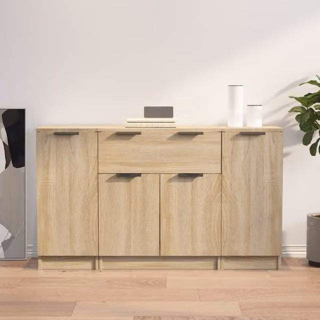 Berkfield Home 3-Piece Sonoma Oak Sideboard Set in Brown – 1