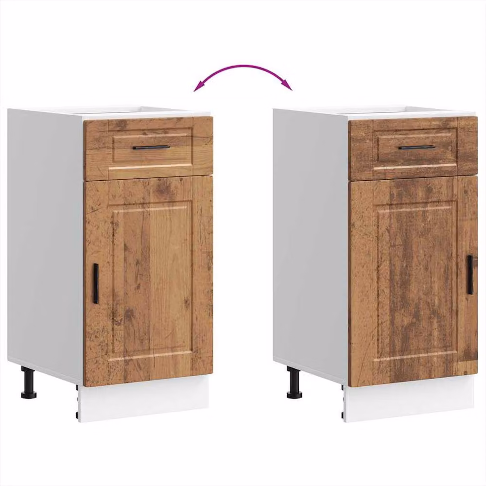 Berkfield Home Porto Kitchen Base Cabinet in Brown Old Wood Engineered Wood W/D/H: 81.5 x 40.0 x 46.0 cm – 3