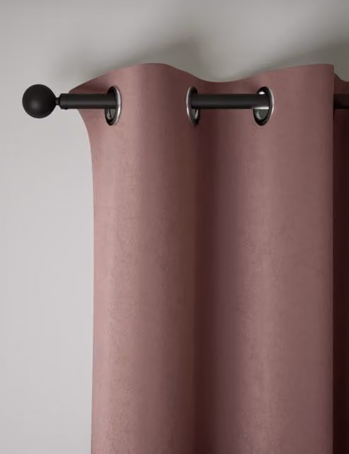 M&S Mauve Velvet Eyelet Thermal Insulating Opaque Curtains