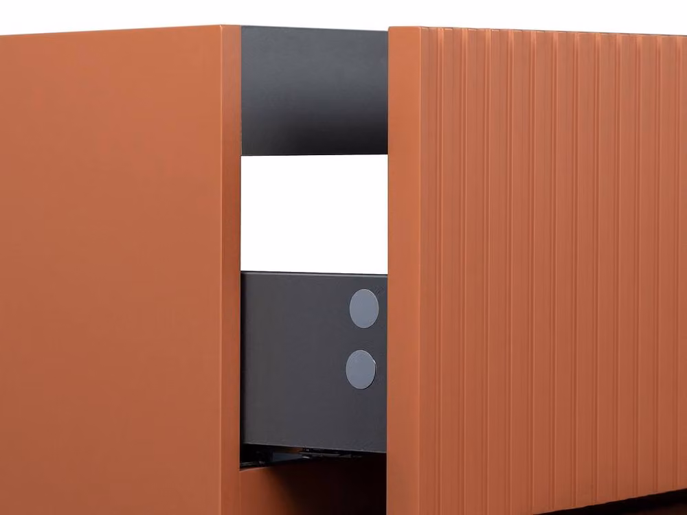 Vente-unique Wall-Hung Bathroom Vanity Unit with Inset Ceramic Basin in Ribbed Terracotta, W: 120 cm, D: 45.5 cm, H: 55 cm – 4