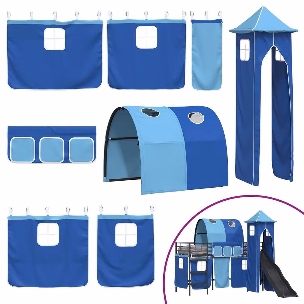 Berkfield Home Kids' Metal Loft Bed Frame in Black and Blue, W: 100 cm x L: 190 cm – 3