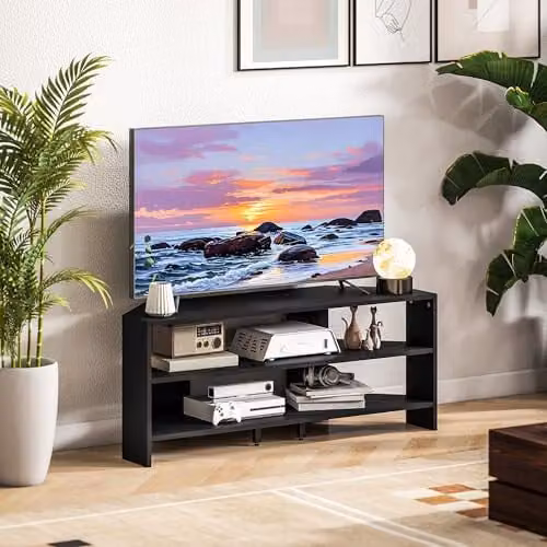 HOMCOM Modern Black Corner TV Stand for up to 45 Inch Televisions W/D/H: 110 x 36 x 45 cm – 5