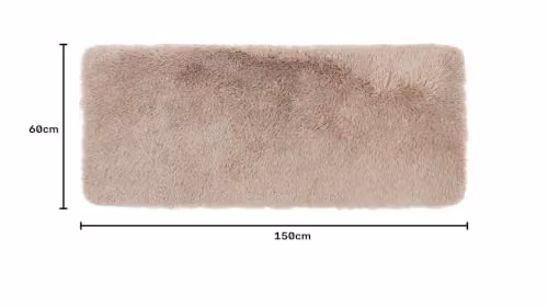 OHS Soft Fluffy Faux Fur Runner Rug in Beige, W/D: 60 x 150 cm – 2