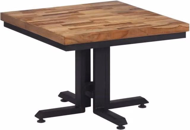 Berkfield Home Beautiful Square Coffee Table in Brown Reclaimed Teak and Metal, W/D/H: 55 x 55 x 40 cm – 1