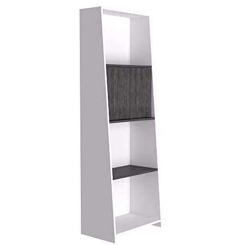 Core Products Dallas Tall Bookcase with Doors in White and Grey
