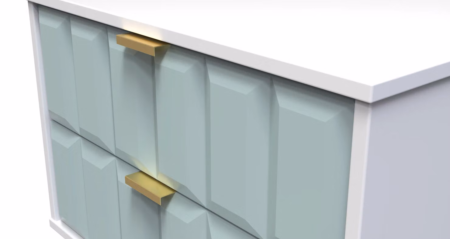 2 U Metro 2 Drawer Side Table in Duck Egg Blue and Gold – 2