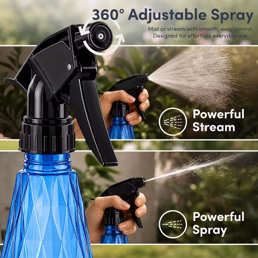 Keplin Manual Water Spray Bottles 2 Pack, 600ml, Blue and Transparent – 6