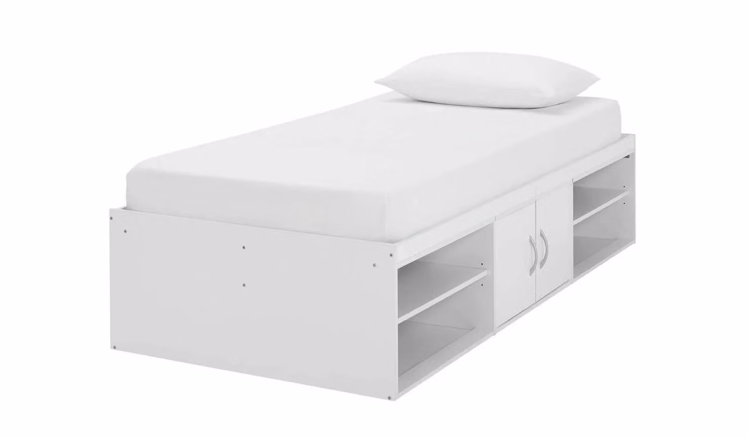 Freddie White Engineered Wood Cabin Bed with Side Compartments for Childrens Bedrooms