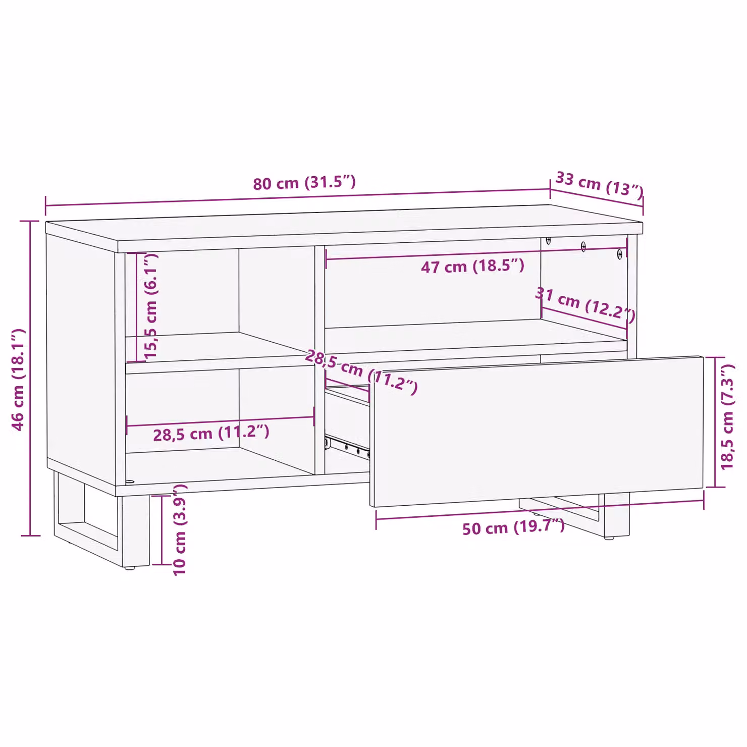 Berkfield Home Modern TV Cabinet in Walnut Brown, W/D/H: 80 x 33.5 x 46 cm – 6