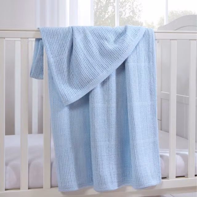 Clair De Lune Blue Cotton Baby Blanket