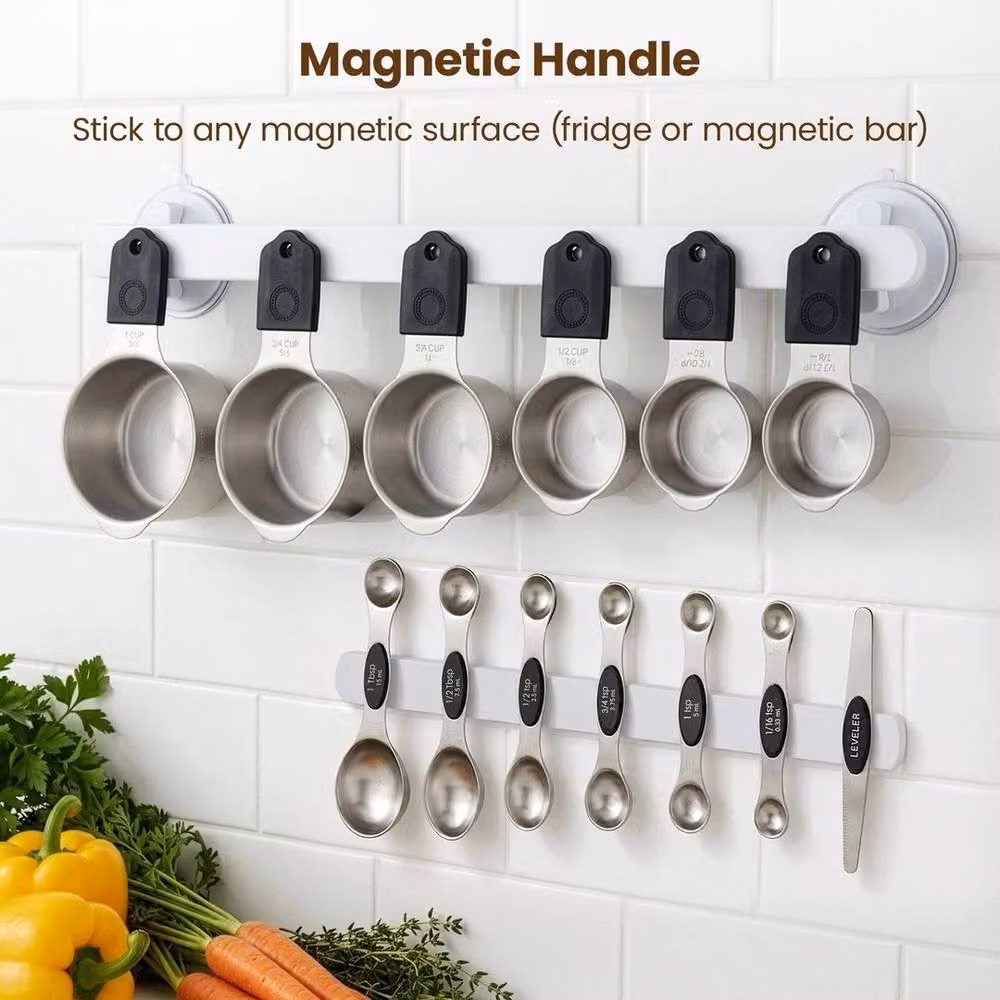 SPETLEK Magnetic Nesting Stainless Steel Measuring Cups and Spoons Set in Silver, W/D/H: 100 x 60 x 16 cm – 4