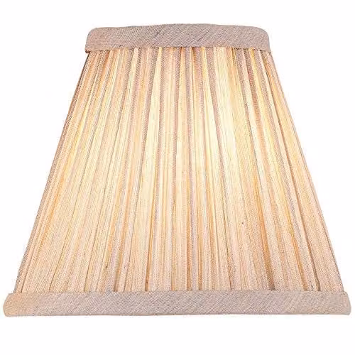 Loops Luxury Round Tapered Lamp Shade in Beige Organza with Antique Brass Plate, H 13 cm x W 15 cm