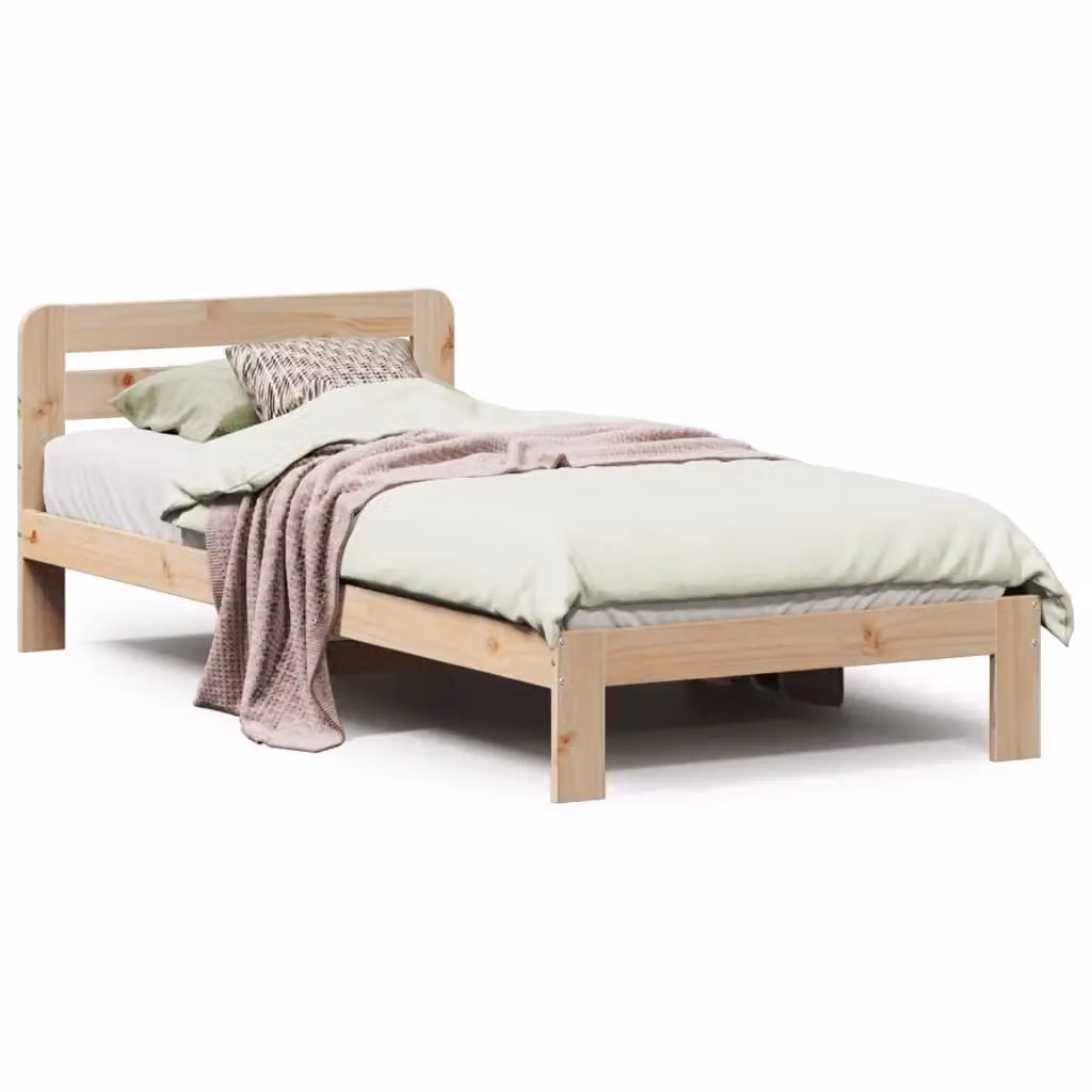 Berkfield Home Rustic Solid Wood Pine Bed Frame in Brown, W/D/H: 90 x 200 cm – 2