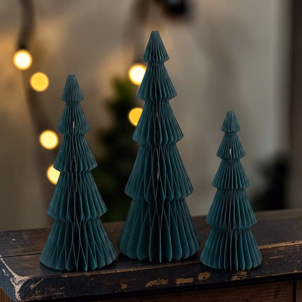 Four Candle Set of 3 Green Standing Christmas Tree Tabletop Figures, Height: 30 cm – 2