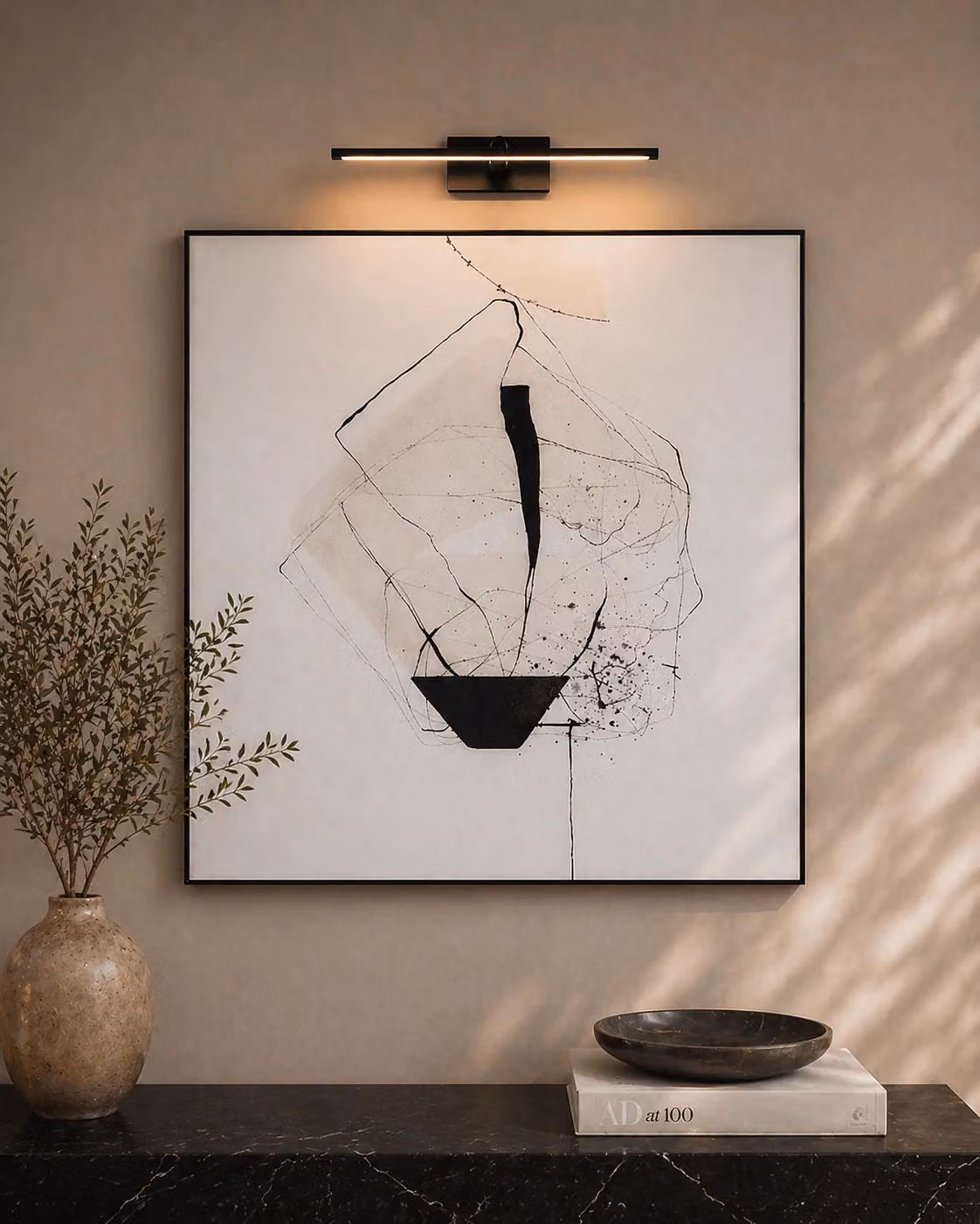 Tommy Franks Mestro Modern Abstract Canvas Wall Art in Black and White