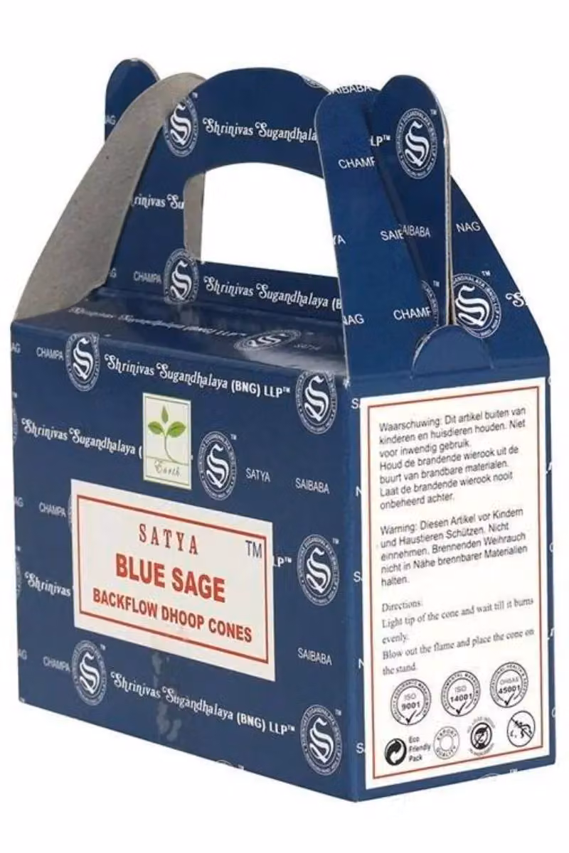 Satya Blue Sage Backflow Dhoop Cones, Set of 6 Packets – 3