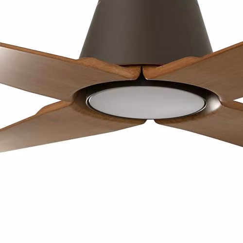 Netlighting Typhoon Medium 3000K LED Ceiling Fan, Brown Wood and Metal, IP44 Rated with Remote Control – 3