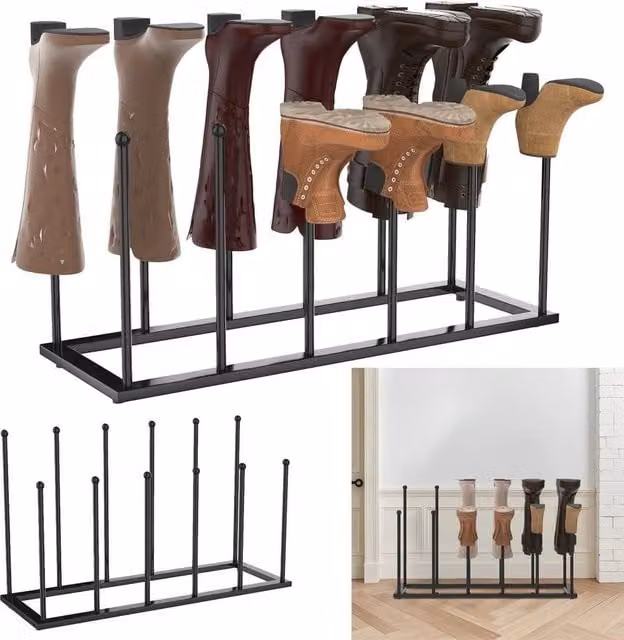 PAWNORA Black Metal Freestanding Boot Rack Organizer, W: 100 cm, D: 15 cm, H: 43 cm – 1