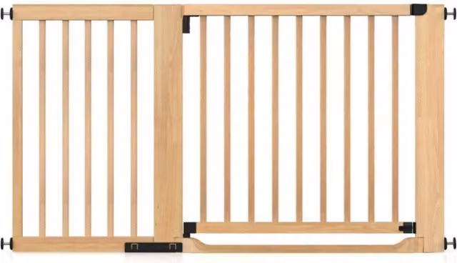 Safetots Wooden Heritage Flat Step Gate in White and Natural, Extendable and No-Drill, W/H: 153 x 77 x 105 cm