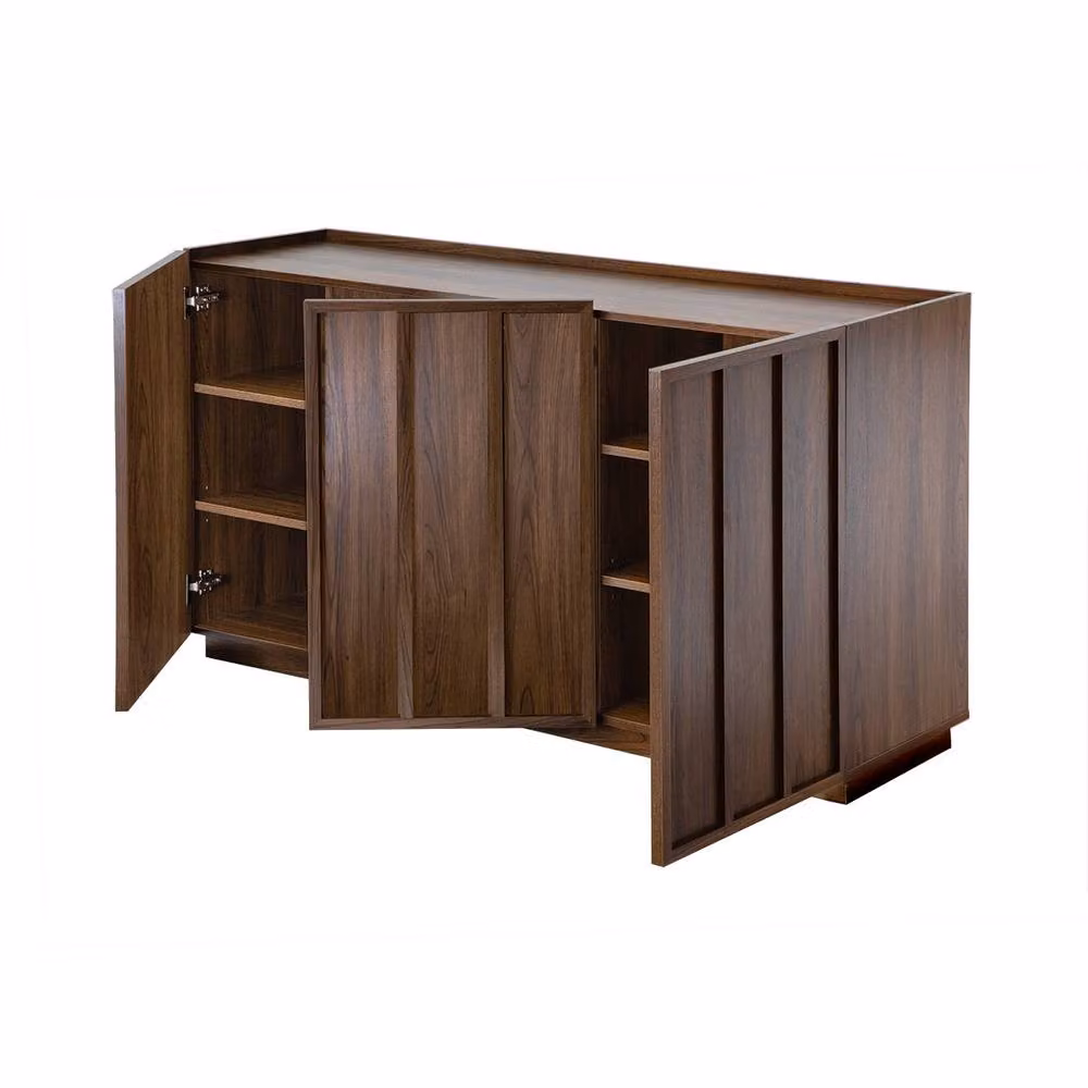CALICOSY ABEL 3-Door Sideboard in Dark Brown Walnut-Effect, Width: 140 cm – 2