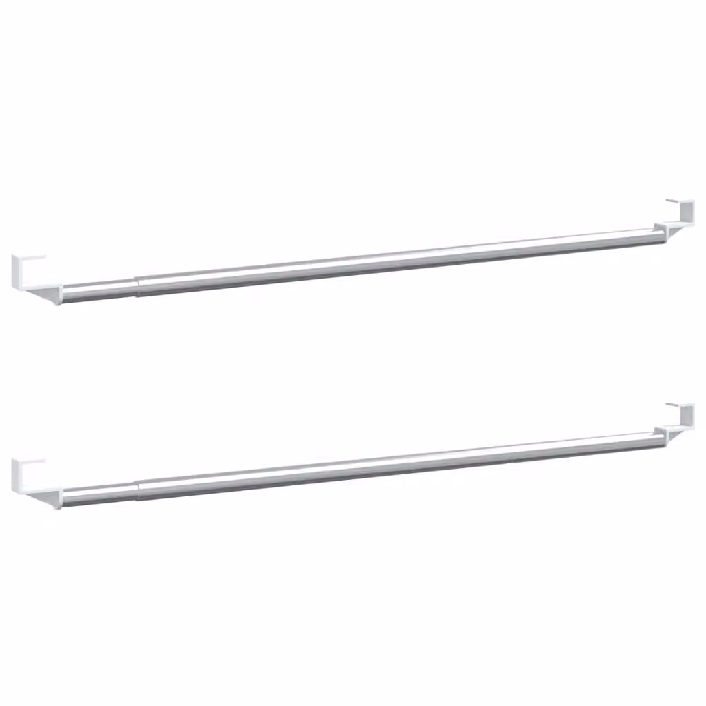 Berkfield Home Aluminium Curtain Rails, 2 Pack, White and Silver, Tension Clamp, Straight, 40-60 cm