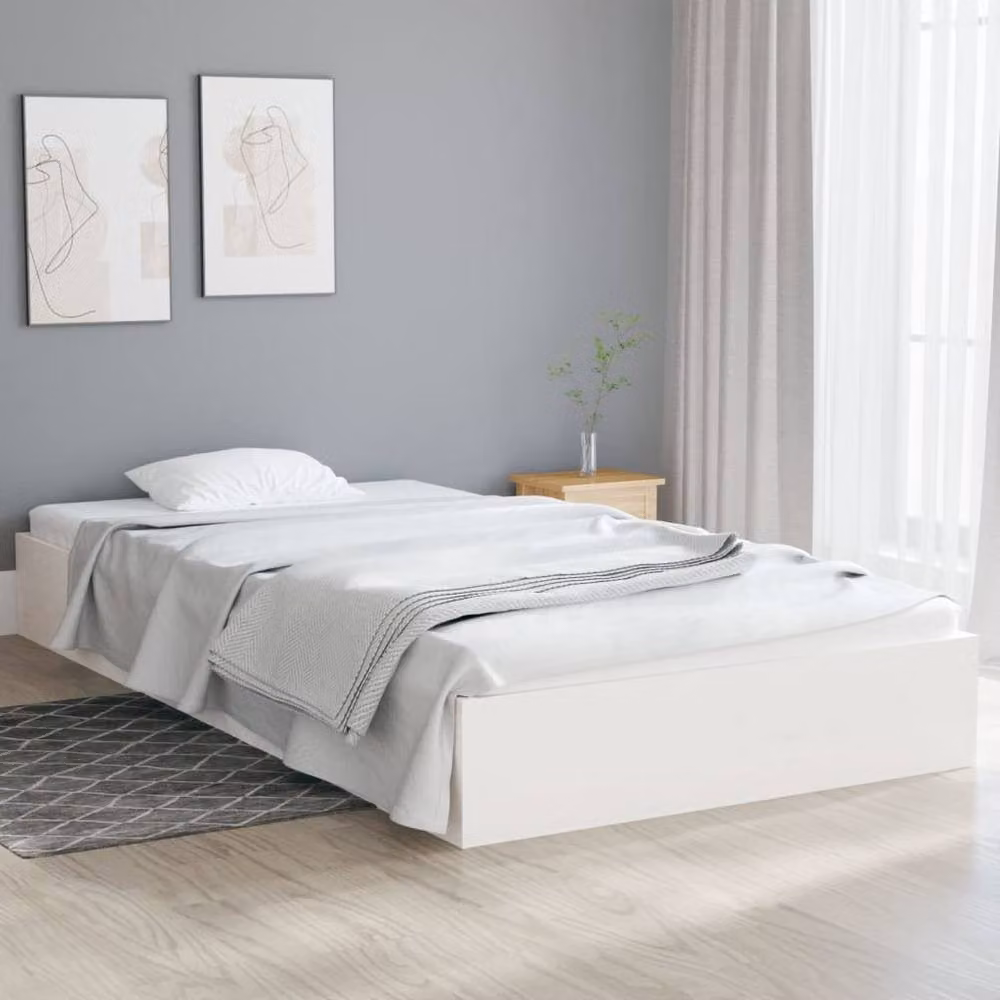 Berkfield Home Modern White Solid Pine Wood Bed Frame W/D/H: 90 x 200 cm – 2