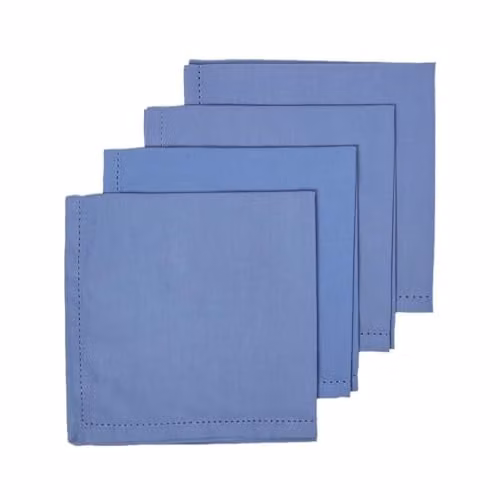 Homescapes Plain Blue Cotton Cloth Napkins, Set of 4, W/D/H: 45 x 45 x 45 cm – 1