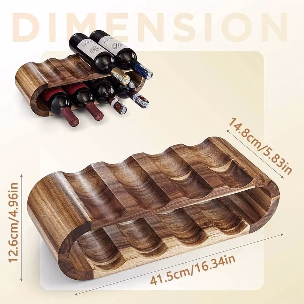FLAVORA Minimalist Wood Countertop Wine Bottle Rack in Brown and Sand – 2