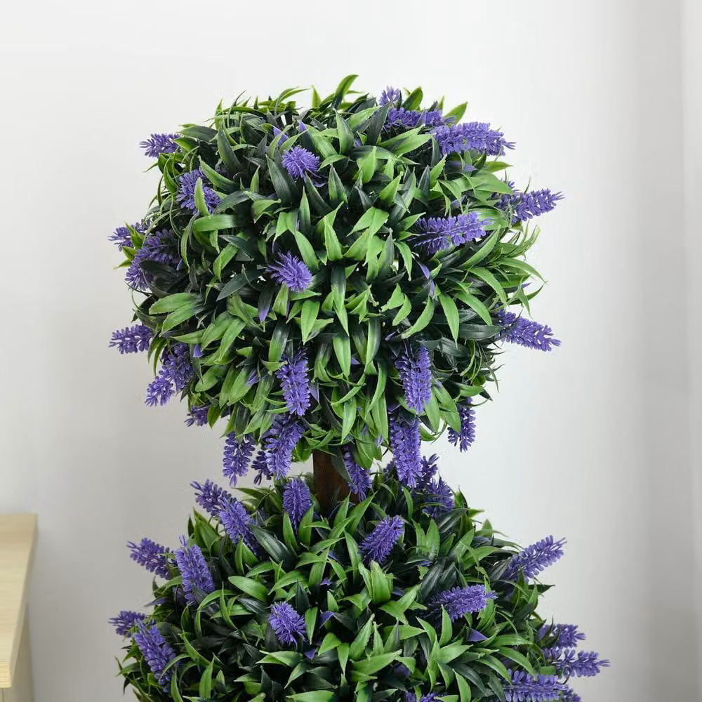 Wyld Haus Lazi Set of 2 Artificial Lavender Ball Trees in Green Decorative Pots, Height: 110 cm – 6