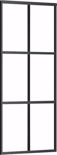 Berkfield Home Industrial Sliding Door with Hardware Set, Black Aluminium and Transparent ESG Glass, W: 76 cm, H: 205 cm