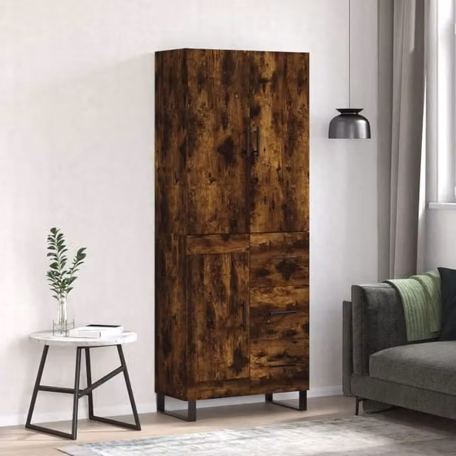 Berkfield Home Smoked Oak Highboard in Brown, W/D/H: 69.5 x 34 x 180 cm – 1