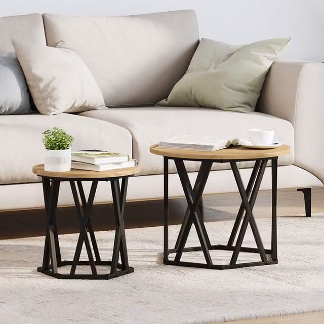 Berkfield Home Nesting Side Tables, Set of 2, Artisan Oak Engineered Wood in Brown – 1