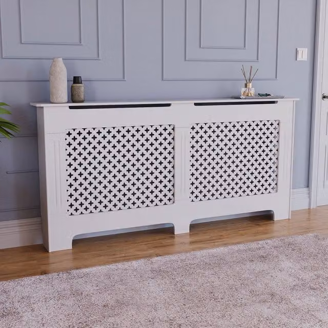 Vida Designs Oxford MDF Radiator Cover, Extra Large, White, W: 82.0 cm, H: 172.0 cm, D: 19.0 cm – 1