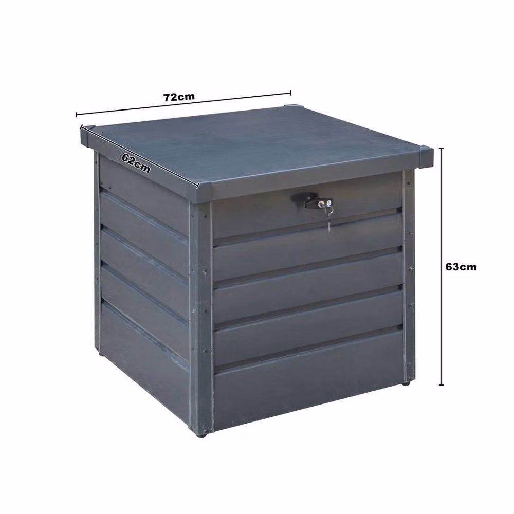 FLAVORA Large Steel Garden Storage Box in Grey, W/D/H: 72 x 62 x 63 cm – 3