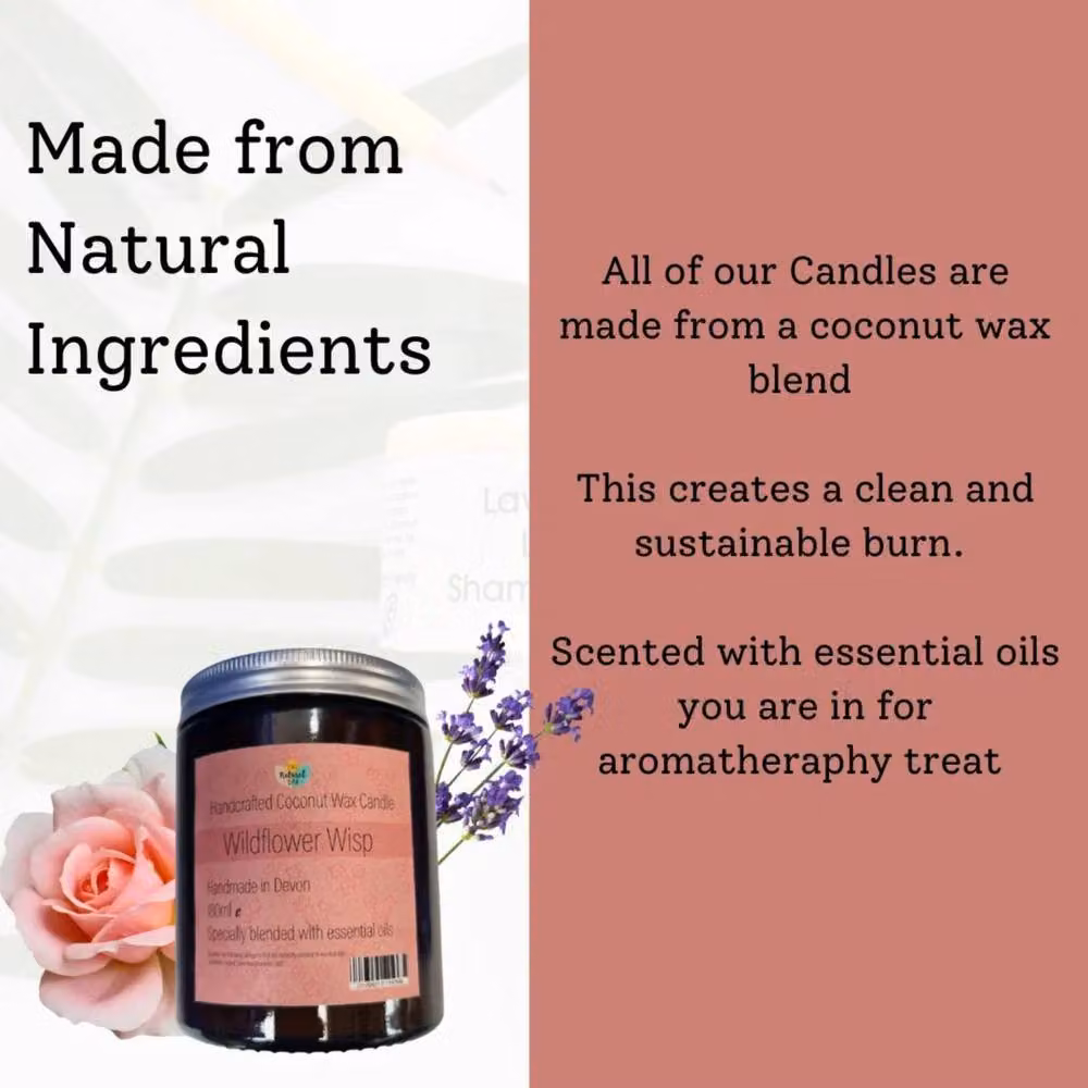 Natural Spa Cosmetics Wildflower Wisp Hand-Poured Coconut Wax Candle, Multicolour Floral Pillar and Votive Tabletop Candle – 3