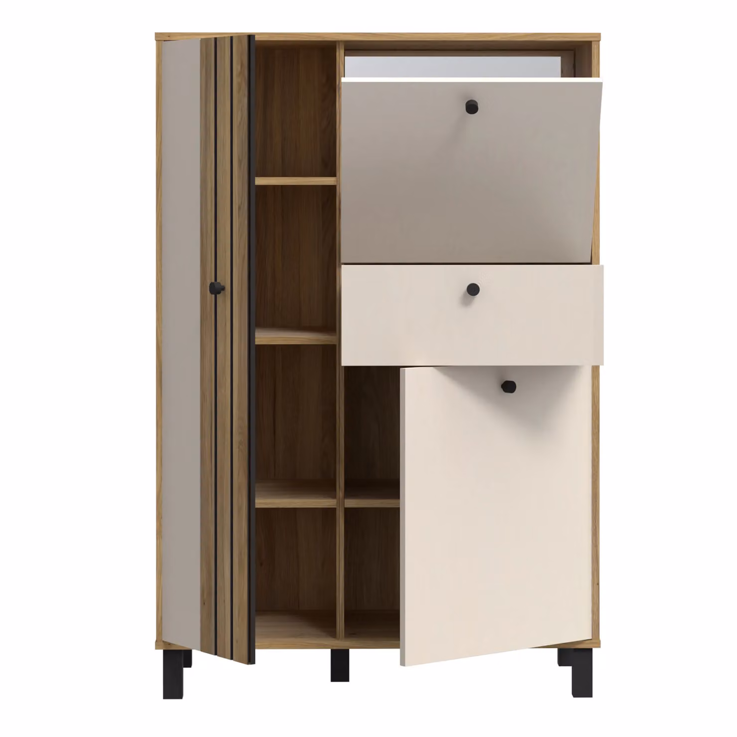 Furniture To Go Grafton 3 Door 1 Drawer Industrial Cabinet in Beige and Oak – 2