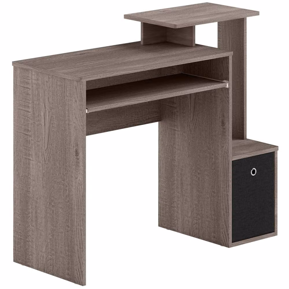 Wyld Haus Ramo Grey Home Office Computer Desk with Side Shelves W: 100 cm, H: 76.7 cm, D: 40 cm – 2