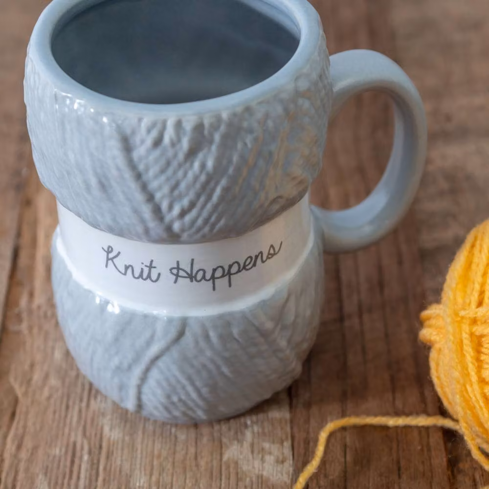 Boxer Gifts Knit Happens Ceramic Knitting Mug in Grey and Multicolour – 2