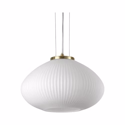 Ideal Lux Plisse Globe Dome Pendant Ceiling Light in Brass and White, Diameter: 35 cm