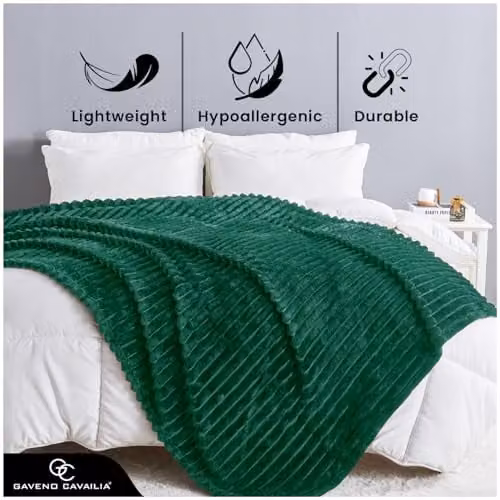 Gaveno Cavailia Fluffy Fleece Throw Blanket, Dark Green, W/D/H: 150 x 200 cm – 2
