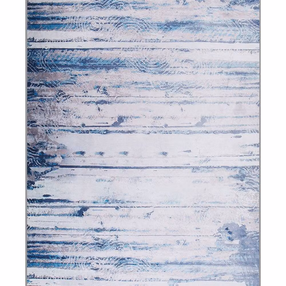 Wyld and Coco Abstract Polyester Rug in Grey, Beige and Blue, W: 140 cm, D: 200 cm – 2
